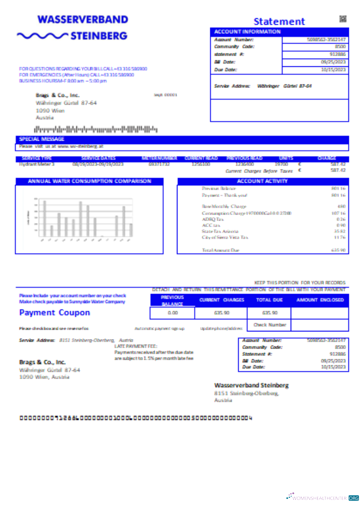 Download Wasserverband Steinberg water utility business bill SCR Photoshop template